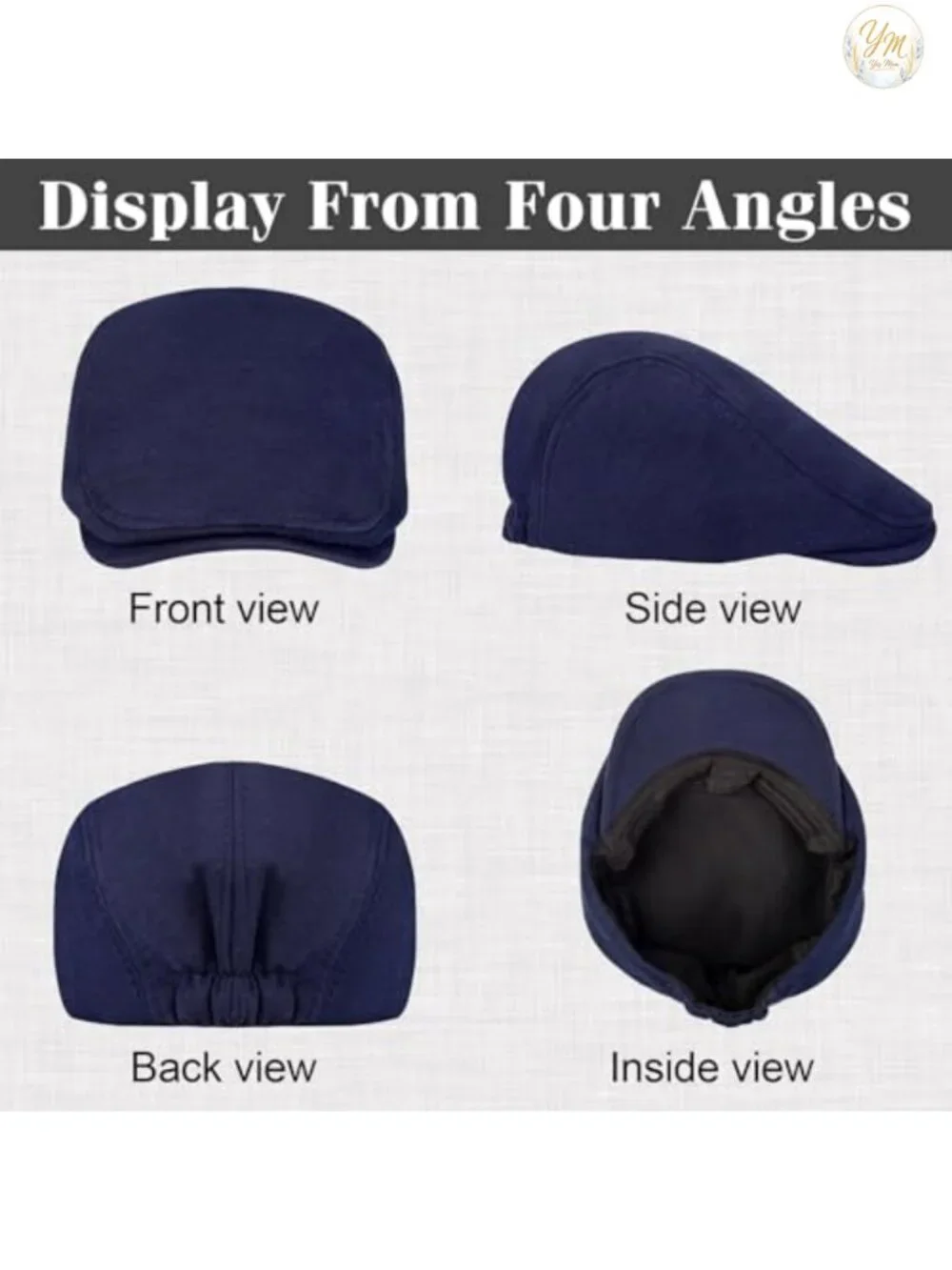 2 Pack Newsboy Cap for Men, Classic Herringbone Flat Cap with Adjustable Fit
